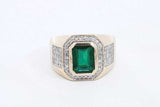 Green Gemstone & Diamond Ring In 10k Yellow Gold 9.12 Grams Size 10 Eb0524oexsa