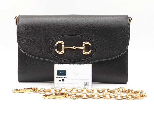 Gucci 1955 Horsebit Black Leather Chain Shoulder Bag Fw0525przdu