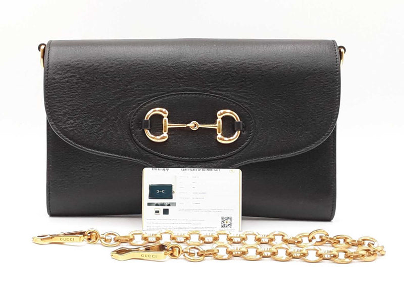 Gucci 1955 Horsebit Black Leather Chain Shoulder Bag Fw0525przdu