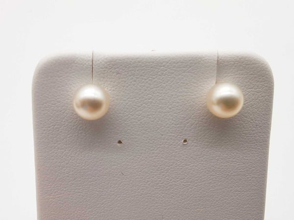 White Pearl 14k White Gold 0.6g Rubber Back Stud Earrings Do0925lrde