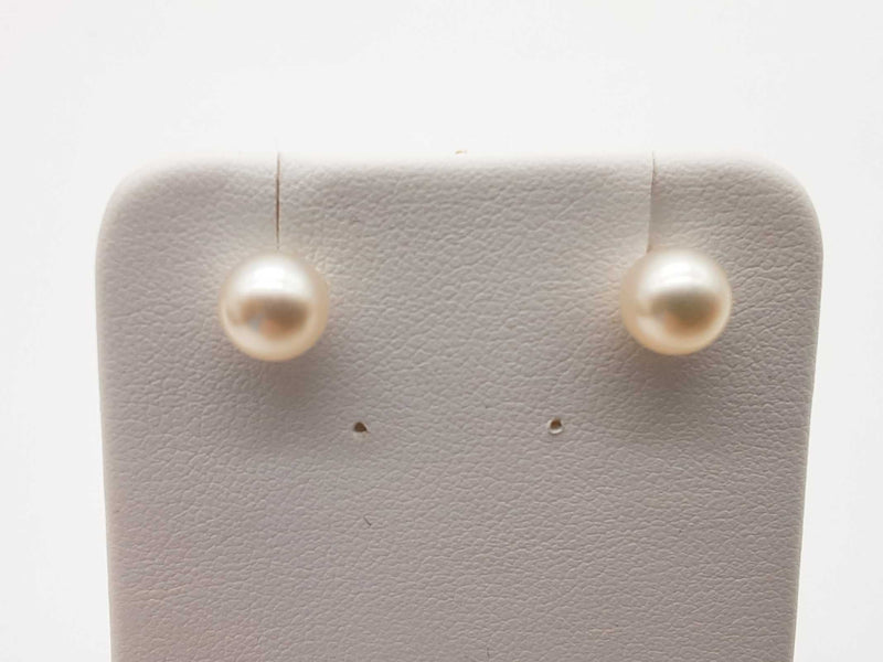 White Pearl 14k White Gold 0.6g Rubber Back Stud Earrings Do0925lrde
