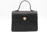 Versace La Medusa Black Leather Top Handle Bag Eb0426pxzsa