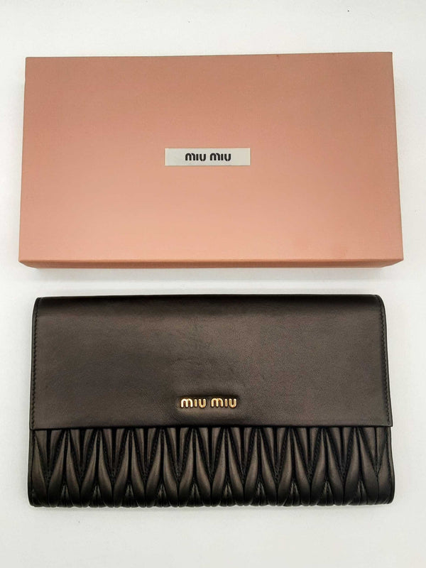 Miu Miu Black Leather Clutch Wallet Do0125loxde