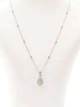 1.51 Cttw Diamond Teardrop Halo & 14k White Gold Station Necklace 4.4 Grams 17 Inch Fw0826erxdu