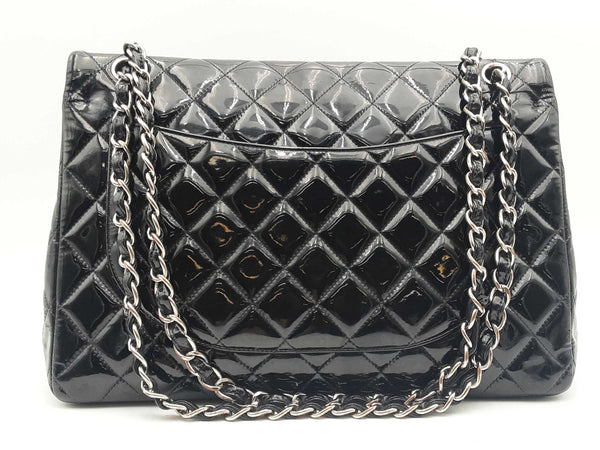 Chanel Classic Maxi Black Quilted Patent Leather Double Flap Bag Sd0825wzxzsa