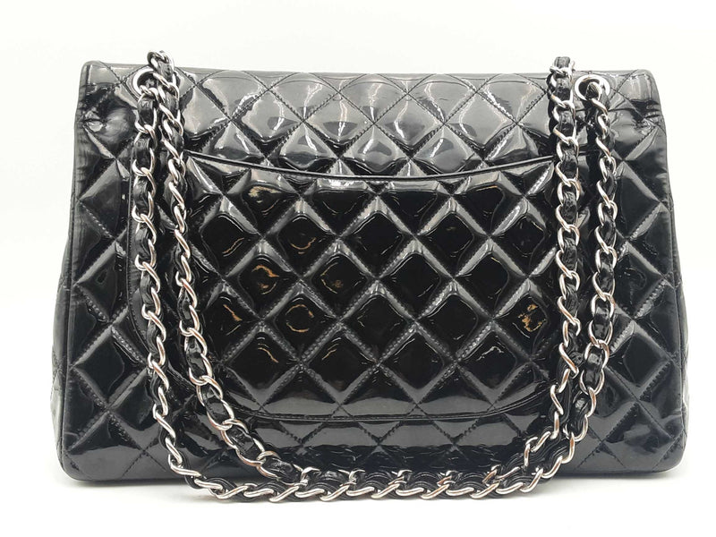 Chanel Classic Maxi Black Quilted Patent Leather Double Flap Bag Sd0825wzxzsa