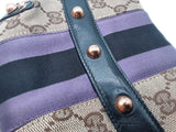 Gucci 129498 Mini Horsebit Tan Gg Canvas Purple Black Satin Clutch Do0925pxzde
