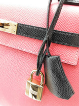 Hermes Kelly 25 Special Order Pink Black Epsom Gold Handbag Do0625lpxzxde