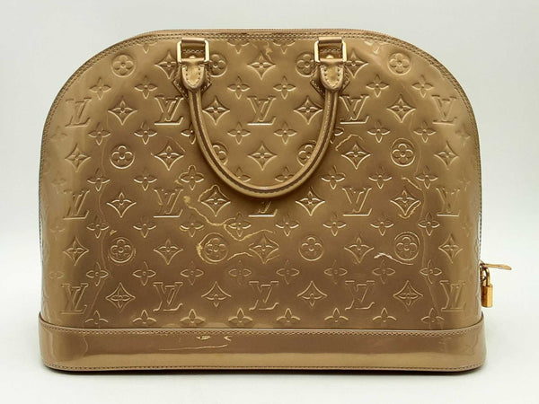 Louis Vuitton Alma Gm Vernis Beige Handbag Aa0525pzxsa