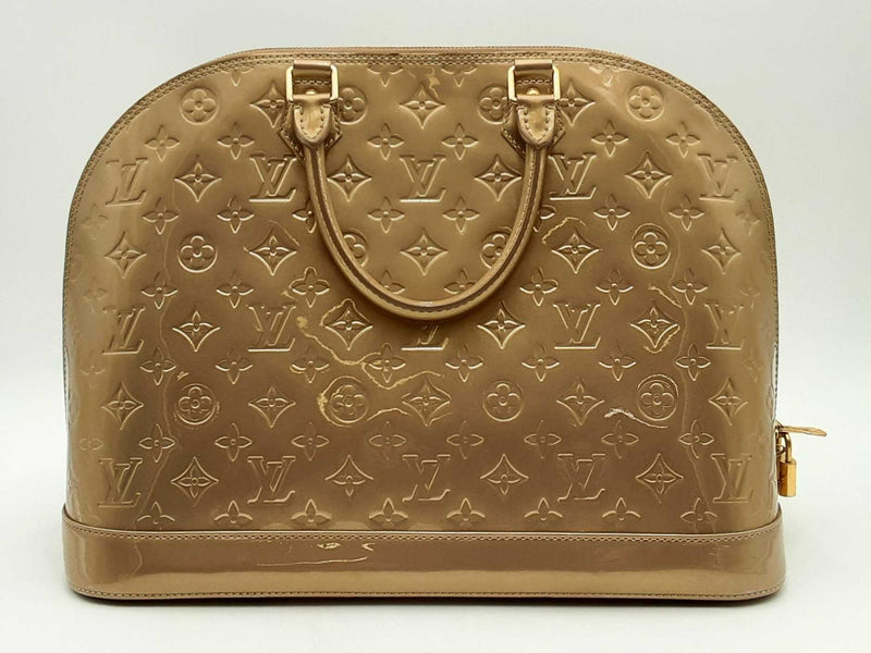 Louis Vuitton Alma Gm Vernis Beige Handbag Aa0525pzxsa