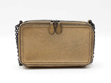 Bottega Veneta Camera Bag In Metallic Gold Grained Leather Fw0726wxzdu
