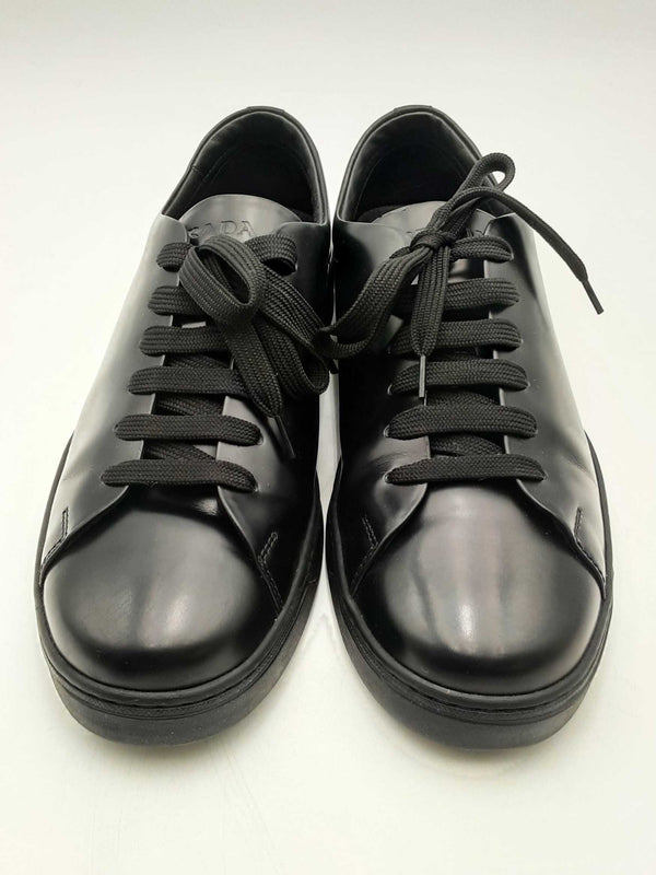 Prada Black Leather Sneakers Size 7 Eb1024orsa