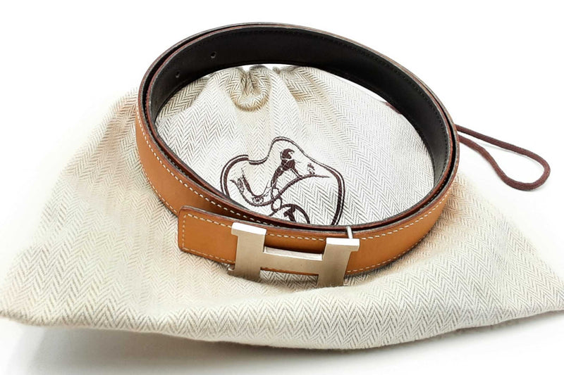 Hermes Reversible Belt With Silver Tone Buckle Eb0924oxzdu