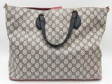 Gucci 453705 Tan Navy Gg Supreme Coated Canvas Red Leather Tote Bag Do0625pxzde