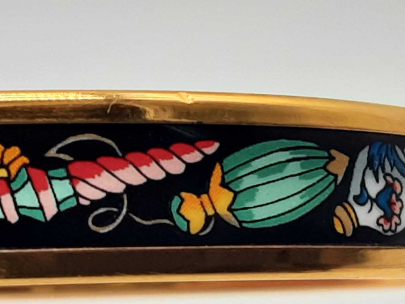 Hermes Perfume Bottle Painted Enamel Gold Plated Bangle Bracelet Do1123exzde