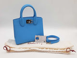 Salvatore Ferragamo Studio Box Blue Top Handle Bag Sd1025przde