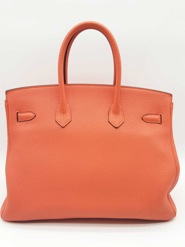 Hermes Birkin 35 Poppy Orange Togo Palladium Hardware Handbag Do0323sxzxde