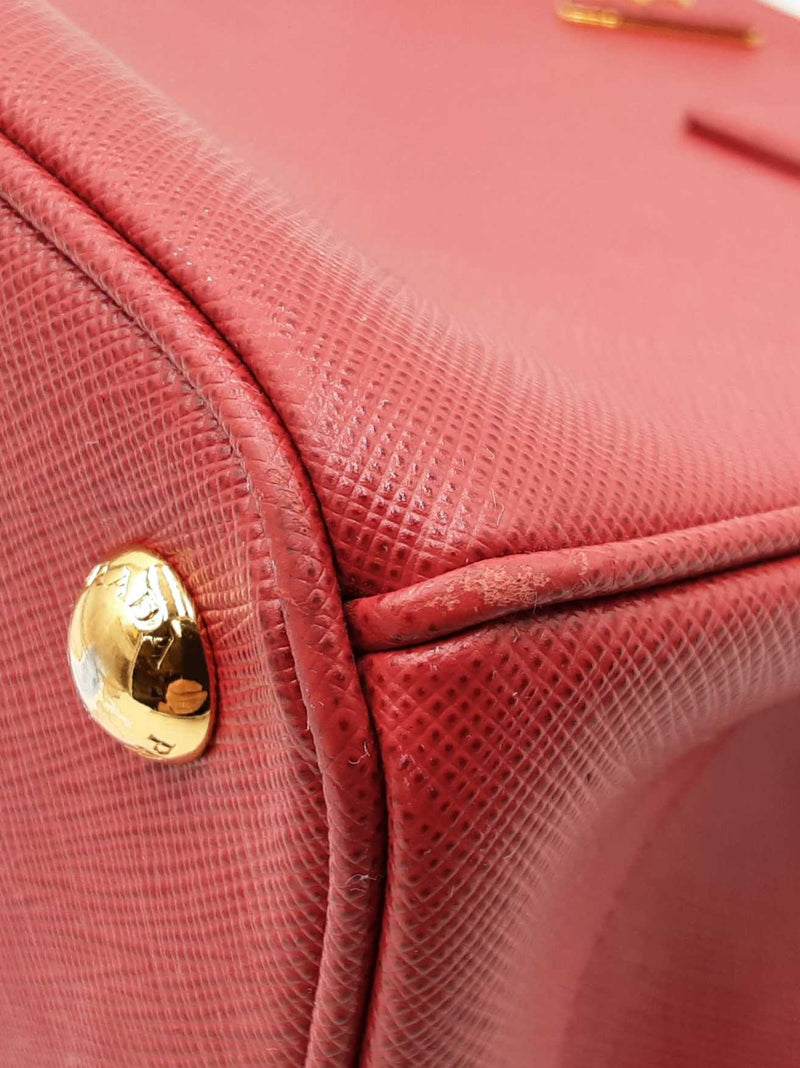 Prada Galleria Double Zip Tote Bag In Red Saffiano Leather Fw0925przdu