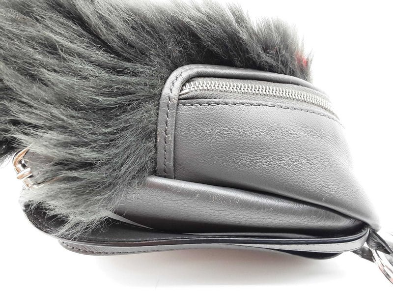 Fendi Monster Gray Leather Faux Fur Mini Backpack Pouch Bag Charm Do0925lrxde