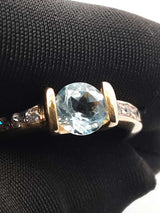 Blue Topaz & Cubic Zirconia Ring In 14k Yellow Gold. 3.8 Grams Size 8 Fw0126oxdu