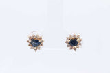 Diamond & Blue Gemstone Stud Earrings In 14k Yellow Gold 1.5 Grams Eb1224rrsa