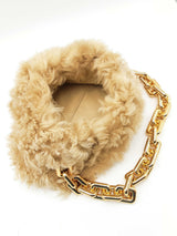 Bottega Veneta Chain Pouch In Beige Shearling Lambskin Fw0726irzdu