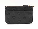 Mcm Aren Mini Crossbody Pouch In Black Monogram Embossed Leather Fw1125crdu
