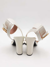 Balmain White Leather Ankle Strap Sandals Size 38.5 Eb0626lxzsa