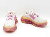Balenciaga Triple S Trainers In White & Pink Leather & Mesh Size 6 Fw0425lxzdu
