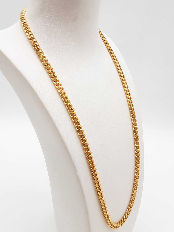 0.925 Sterling Silver Gold Plated Solid Cuban Link Chain 24 In Do0224lwxde