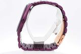 Michael Kors Slim Runway 42mm Purple Stainless Steel Quartz Watch 61.4 Grams Eb0726wrsa