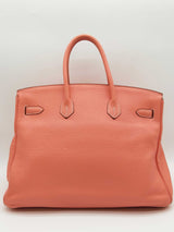 Hermes Birkin 35 Rose Tea Pink Clemence Palladium Handbag Do0825wxzxde