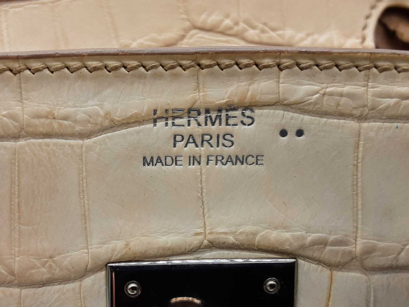 Hermes Birkin 30 Himalayan Beige Niloticus Croc Palladium Handbag Do1025crxzxde