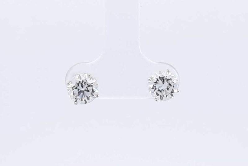 2.12ctw Lab Grown Round Diamond Stud Earrings 925 Sterling Silver 1g Eb1124ocrdu