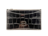 Balenciaga Crocodile-embossed Hourglass Zip Card Wallet Fw1224lrxsa