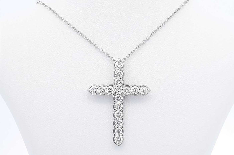 Approx. 1.02ctw Lab Grown Diamond Cross Sterling Silver Necklace 3.9g Eb1124llwdu