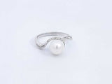 Pearl & Diamond Ring In 18k White Gold 2.9 Grams Size 6.25 Eb0624lrxsa