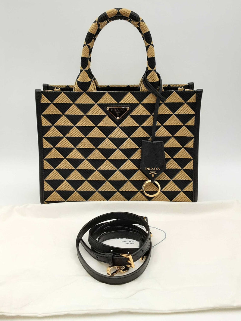 Prada Jacquard & Saffiano Embroidered Tote Bag Eb0924lxxzsa