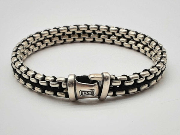 David Yurman 0.925 Silver 49.1g Woven Box Chain Bracelet 7.75g Do1024lrxde