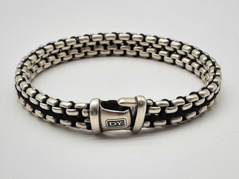 David Yurman 0.925 Silver 49.1g Woven Box Chain Bracelet 7.75g Do1024lrxde