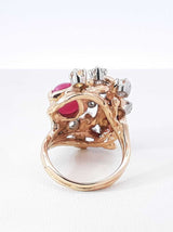 1.22 Cttw Diamond & Star Ruby Cocktail Ring In 14k Yellow Gold 9.5 Grams Size 4 Fw0326loxzdu