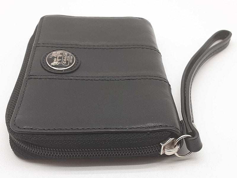 Coach Black Leather Wristlet Zipper Wallet Do0525wxde