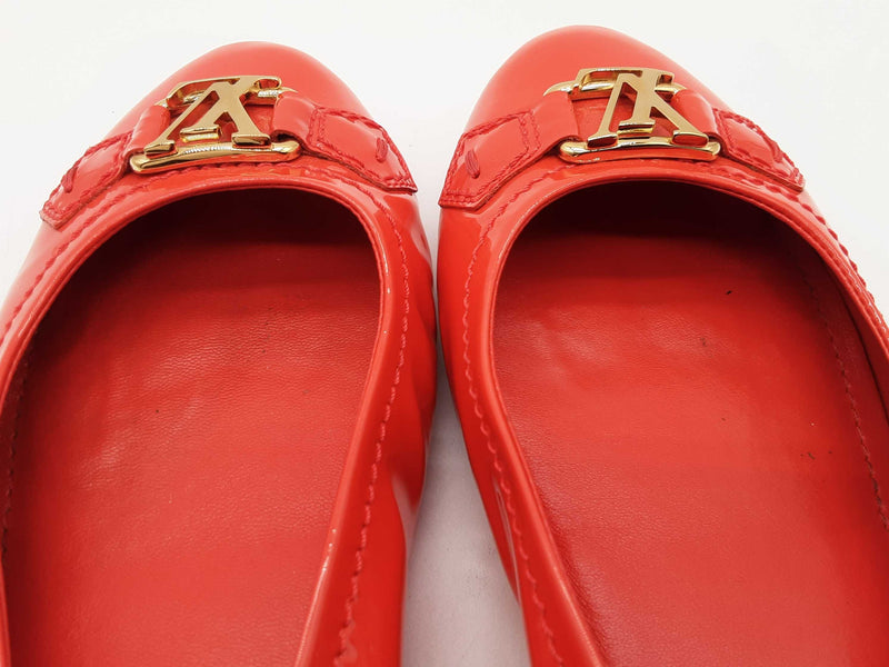 Louis Vuitton Red Orange Patent Leather Flats Size Eu 39.5 Do0925oxzde