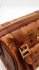 Mcm Visetos Cognac Small Boston Bag Eb0925oxzdu