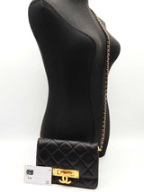 Chanel Golden Class Matelasse Black Quilted Leather Wallet On Chain Do0526erxde