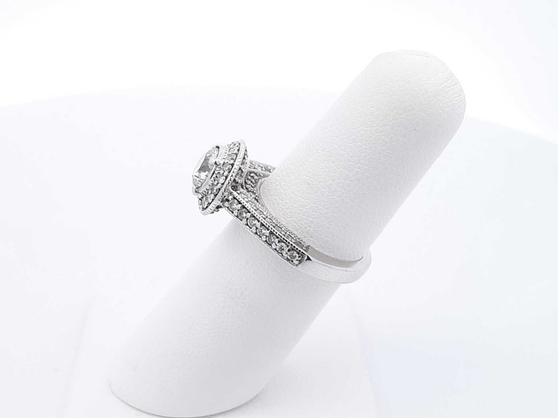 1.0 Ctw Diamond & 14k White Gold Engagement Ring 6.5 Grams Size 5.5 Fw0525lwxzdu