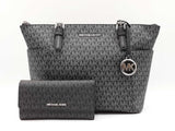 Michael Kors Jet Set Tote Bag & Wallet In Signature Coated Canvas Fw0626crdu