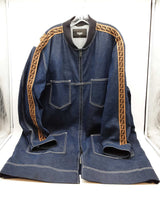 Fendi X Fila Denim Zip Up Trench Coat Size Italian 54 Do0925wxzde