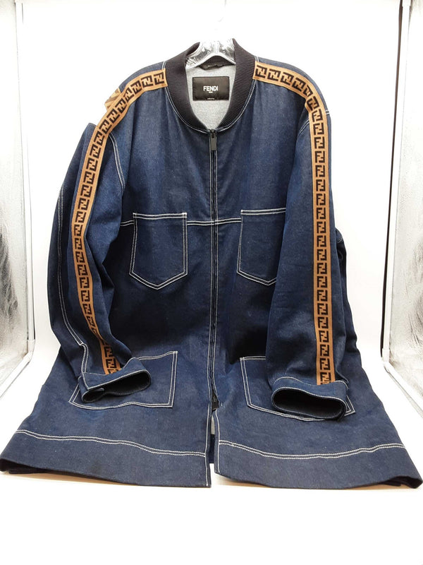 Fendi X Fila Denim Zip Up Trench Coat Size Italian 54 Do0925wxzde