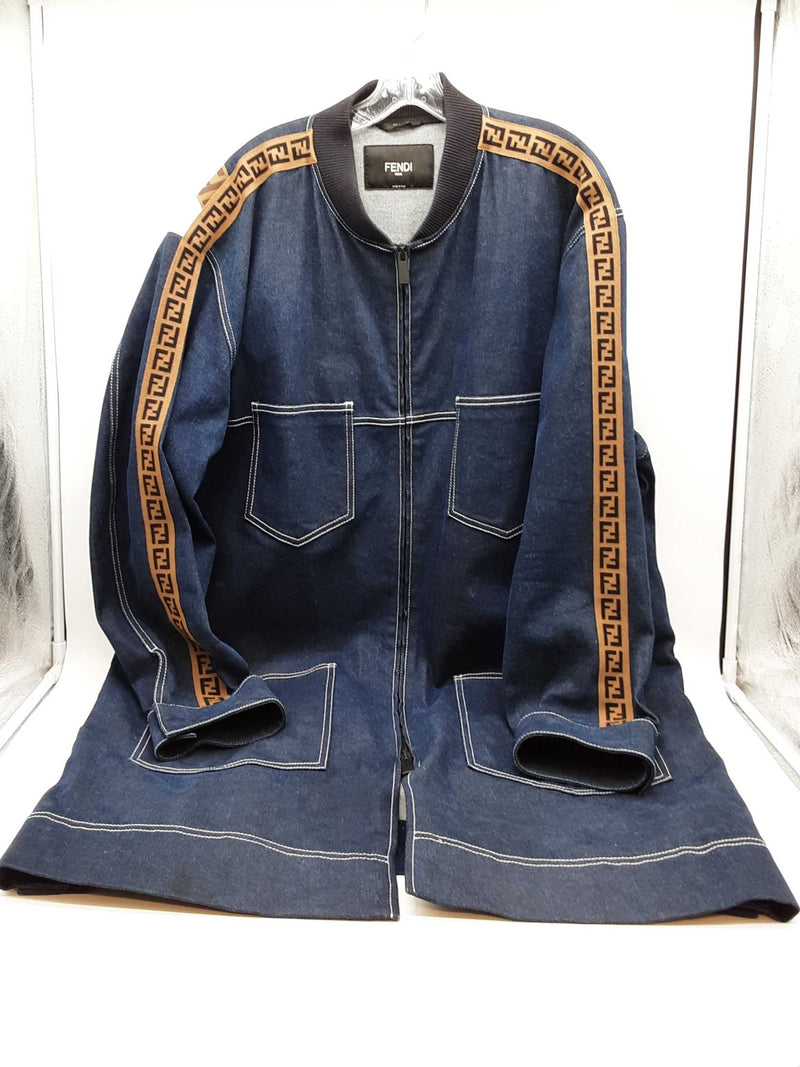 Fendi X Fila Denim Zip Up Trench Coat Size Italian 54 Do0925wxzde
